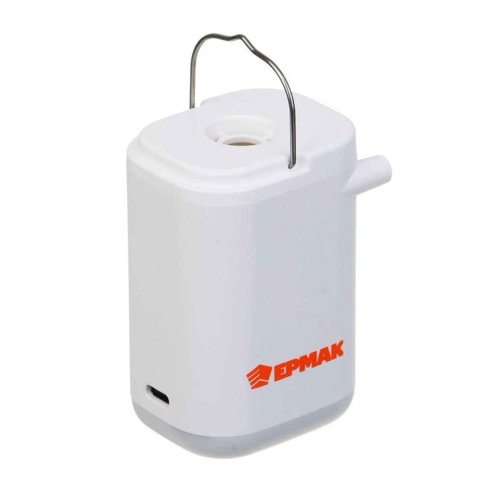 ЕРМАК Насос портативный, 5 насадок, фонарик, пауэрбанк, 2400мАч