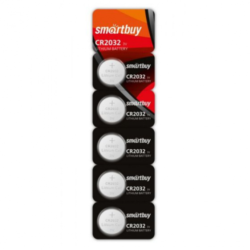 Батарейка таблетка CR2032/5B Smartbuy литиевый BL-1(SBBL-2032-5B)(5)