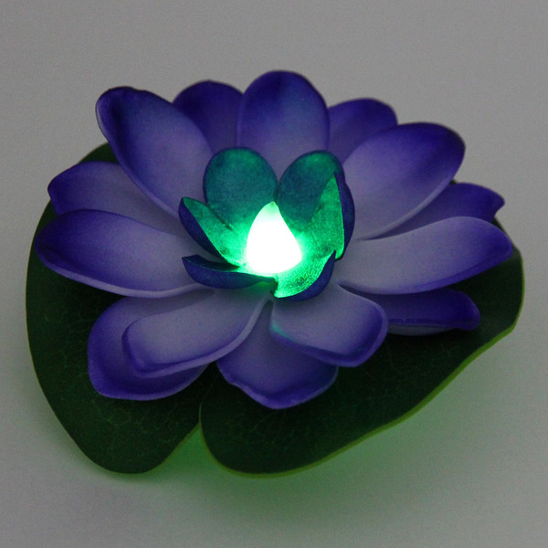 Растение водоплавающее "Кувшинка" d-10см с подсветкой от контакта с водой, фиолетовый