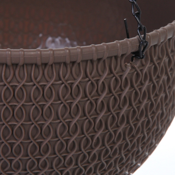 Кашпо для цветов пластиковое 25*15см Подвесное с поддоном цвет коричневый