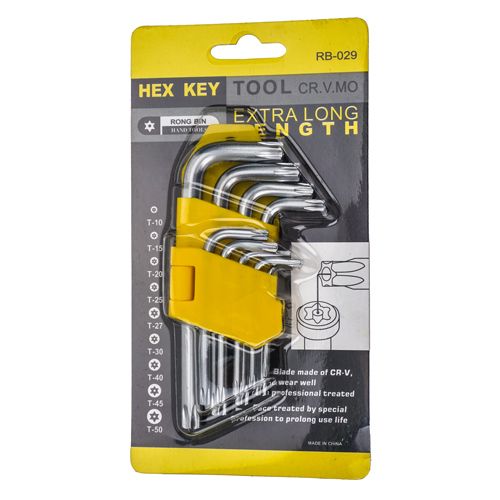 Ключ набор TORX профиль, 9пр, 45х17мм-120х40мм, 1/72