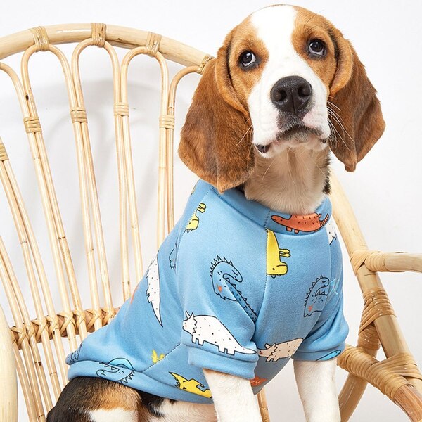 Кофта - толстовка для мелких пород собак "BRO Style", принт динозаврики, р 2XL (на флисе)