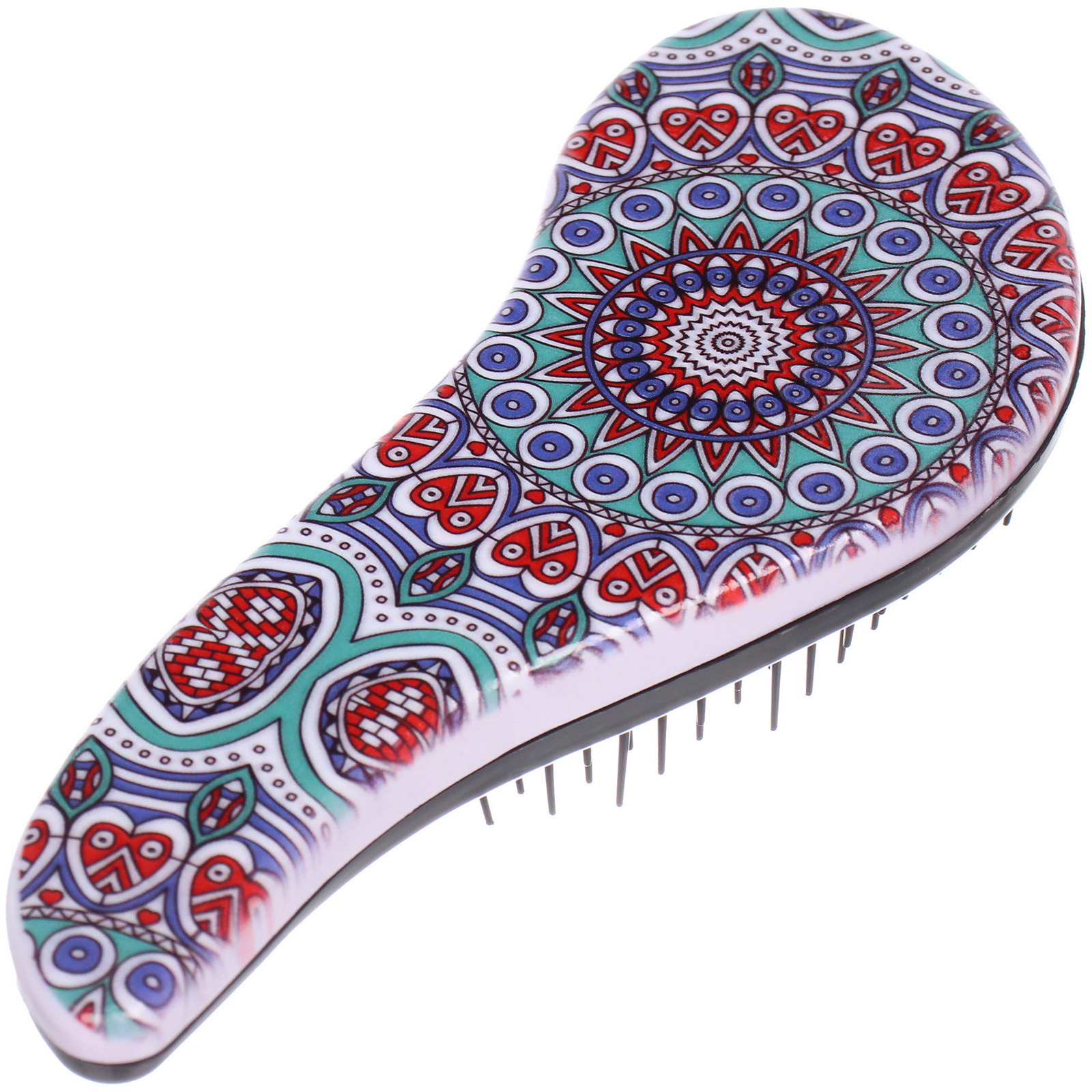 Расческа массажная компактная "ЛАНТА", микс 4 дизайна, 18*7,5см (PVC коробка)