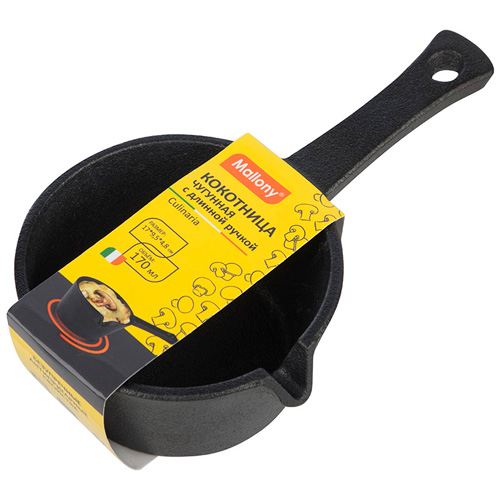 Кокотница чугунная с длинной ручкой, Culinaria, 170 мл, 17*9,5*4,8 см