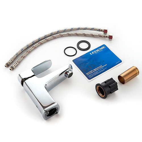 Смеситель для умывальника картридж 35 мм однорычажный короткий излив Ledeme L1054 хром