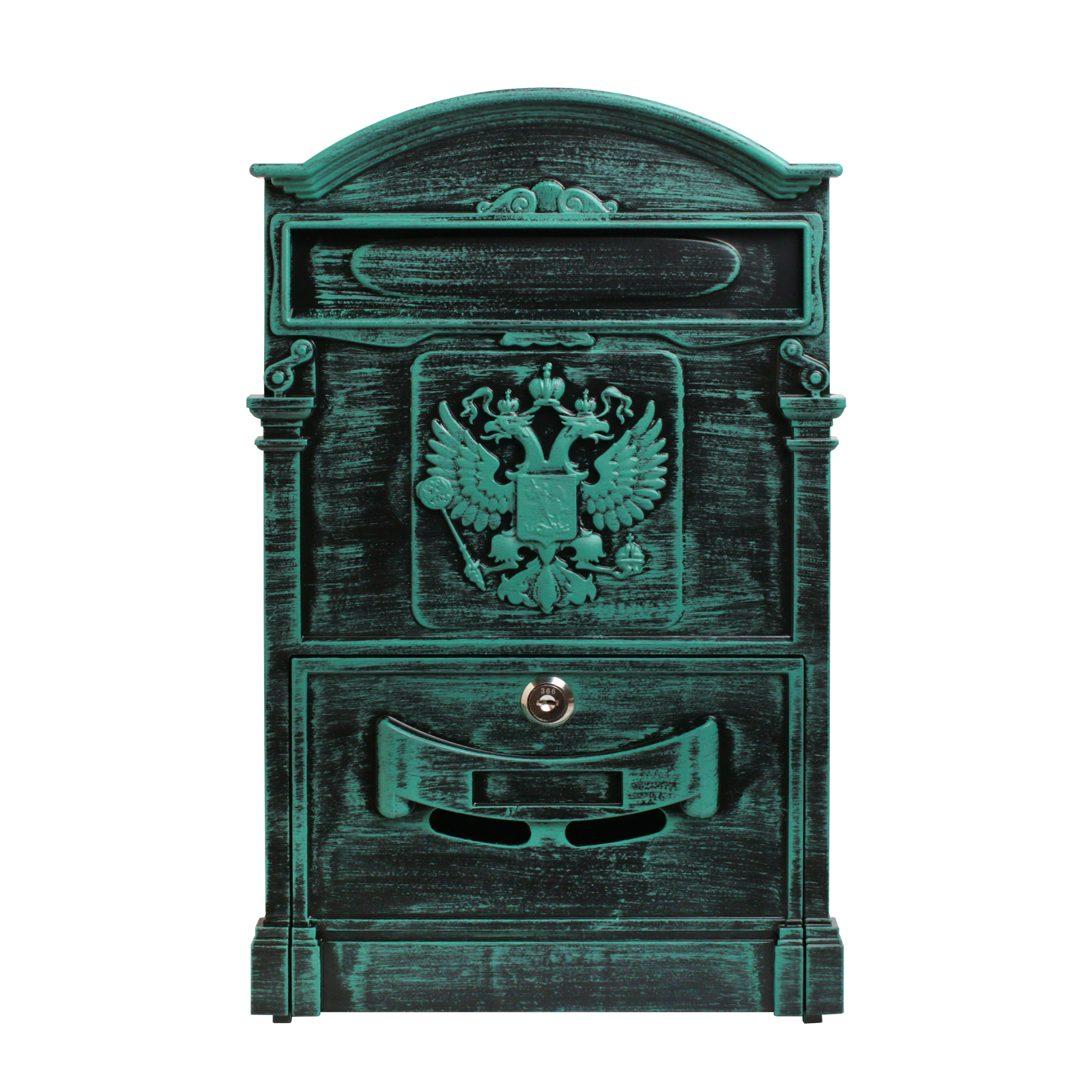 Ящик почтовый АЛЛЮР №4011В "Герб" зеленая патина (5)