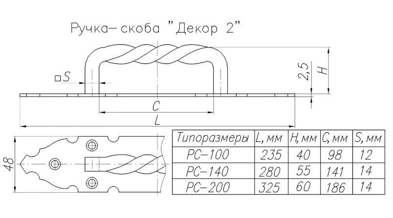 Н.Новгород  Ручка-скоба Декор 2 РС100-S черн.мат. (20) (16)