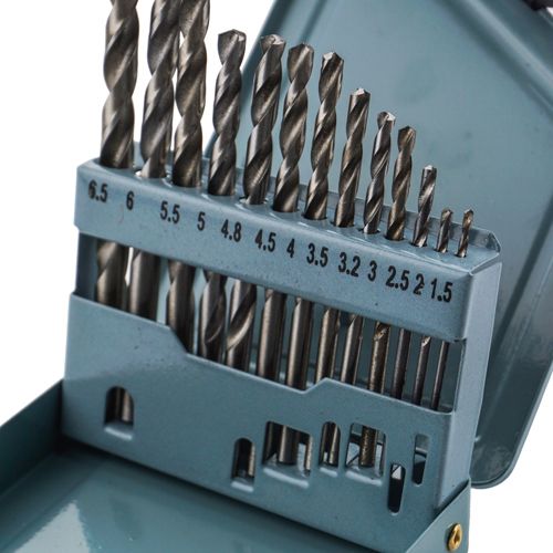 Набор сверл по металлу цилиндрический хвостовик （1. 5--6. 5mm, 13 шт Барракуда стальной кейс, 1/100