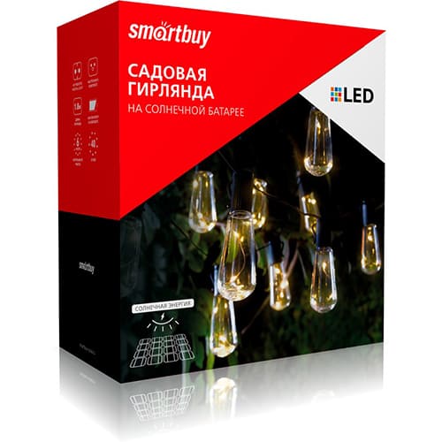 Садовая гирлянда Smartbuy на солнечной батарее, пластик, 2 м (SBF-203)/12