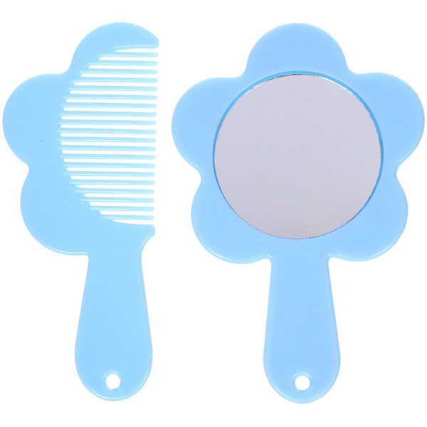 Расческа с зеркалом в наборе детские "МИМИШКИ", единорог, цвет голубой, 11см 