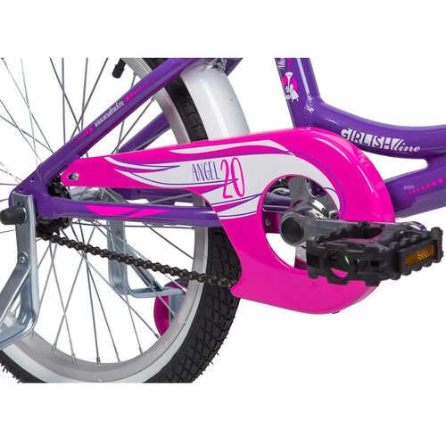 Велосипед  NOVATRACK 20", ANGEL, фиолетовый, алюм.рама., тормоз нож, крылья