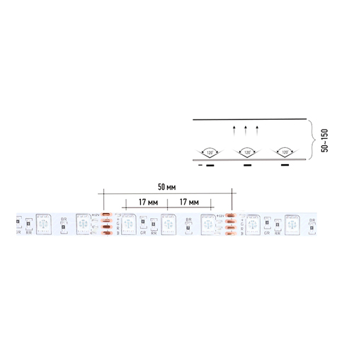 LED лента SMD 5050/60 Smartbuy-IP20-14,4W/RGB 5 м. (SBL-IP20-14-4-RGB-DBL)