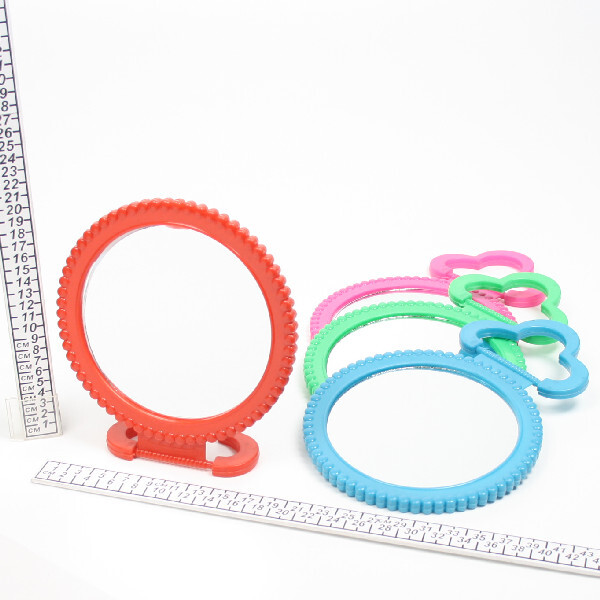 Зеркало настольное в пластиковой оправе "Бусинки" круг, подвесное d-15см