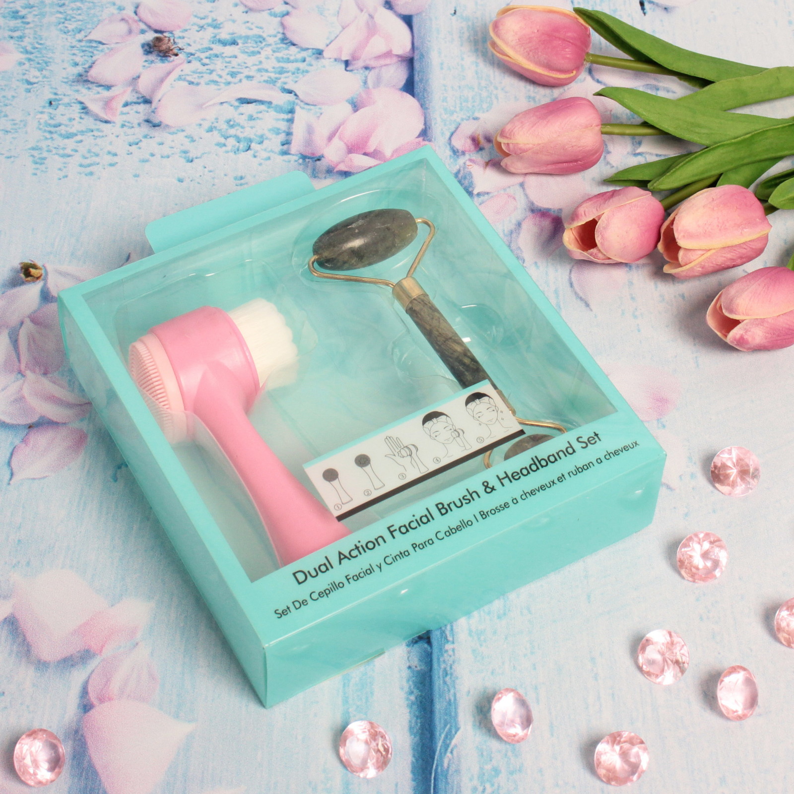 Набор косметический "Beauty Bar", Gua sha и щетка для умывания, цвет зеленый,16,5*16,5см