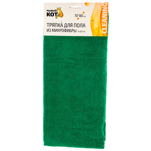 Тряпка для пола из микрофибры 70х80см Рыжий кот цвет:зеленый, 2/50
