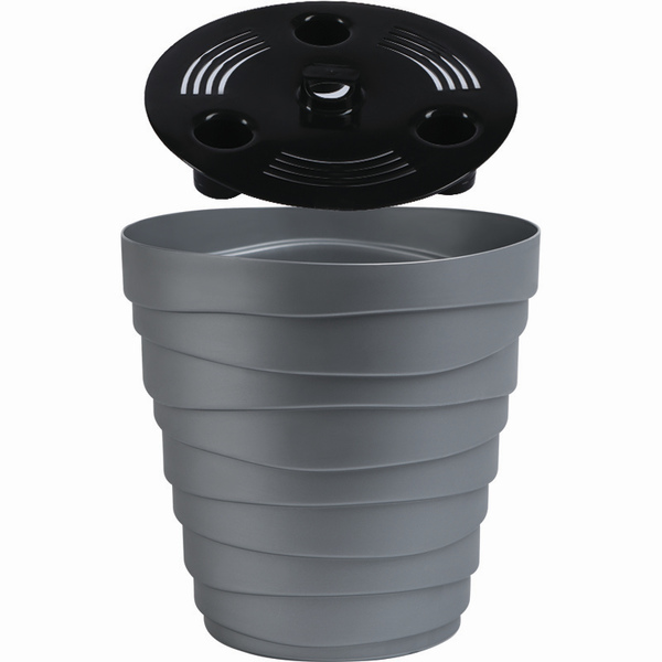 Кашпо для цветов пластиковое 3,5л d-19,7см "Бархан" Серебряный