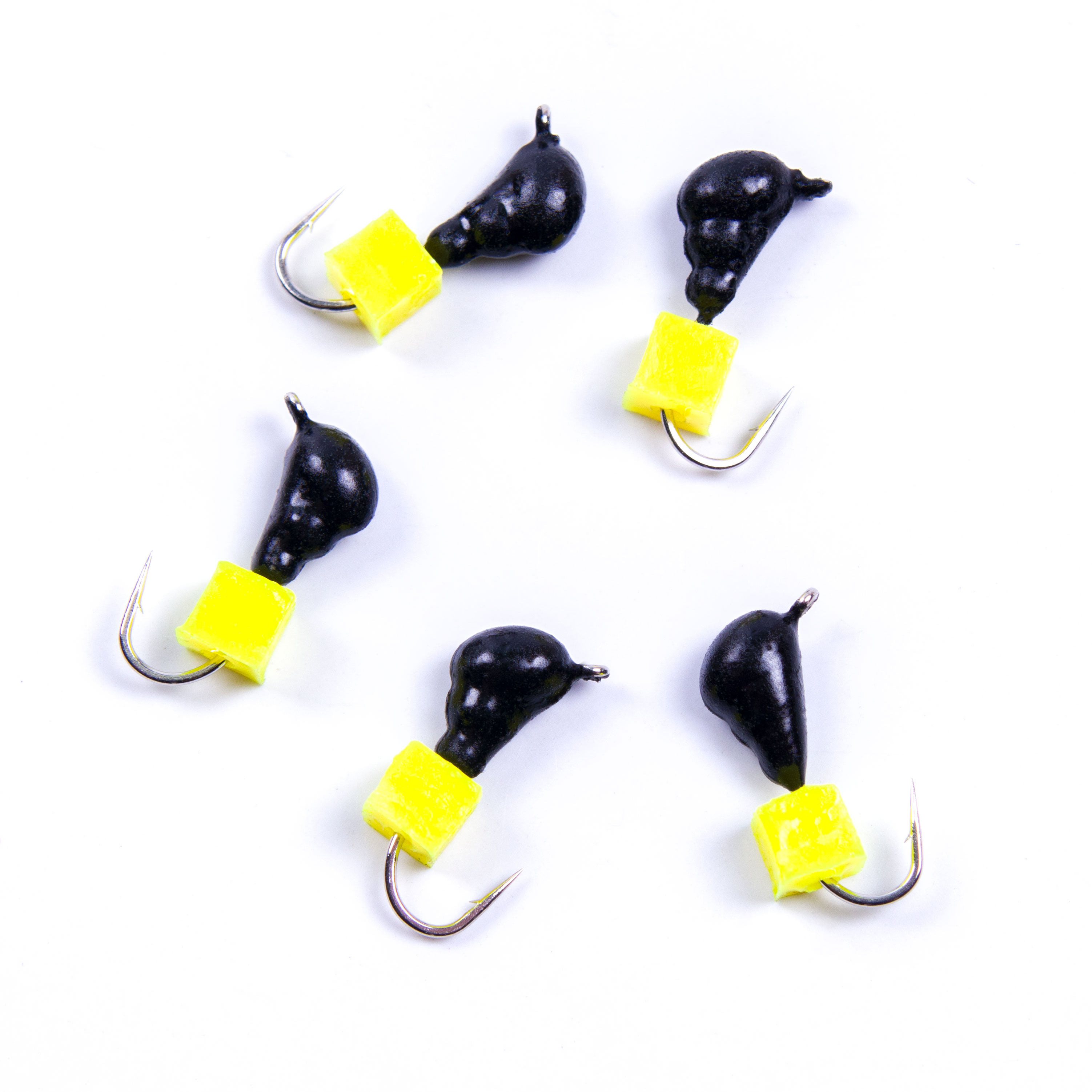 Мормышка безнасад. ЯМАН "Муравей с ушком", вес 0,8 г, ядреный кубик желтый (уп. 5 шт.)