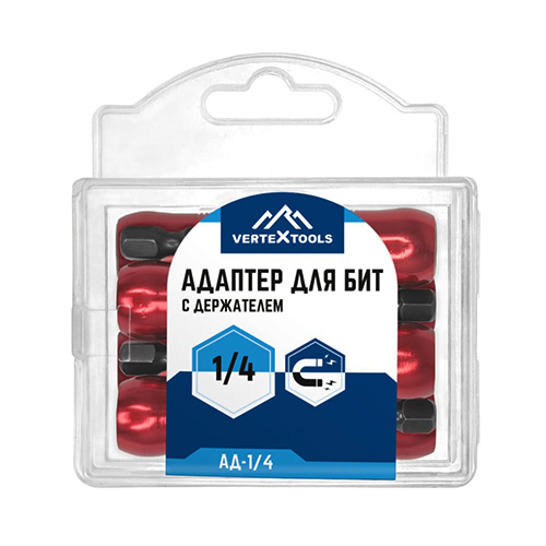 Адаптер для бит с держателем и двойным магнитом, vertextools АД-1/4