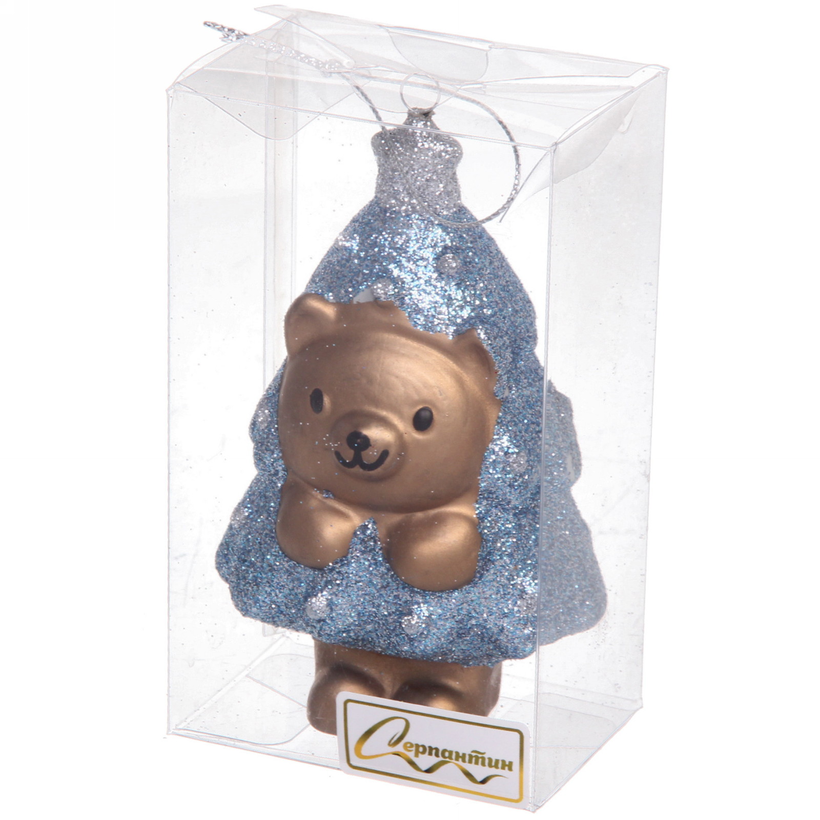 Ёлочная игрушка "Медвежонок-ёлочка" 7,5*5*12 см, голубой