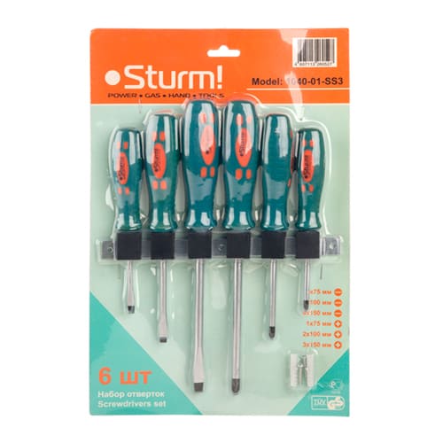 Набор отверток 6 предметов с настенным держателем STURM 1040-01-SS3