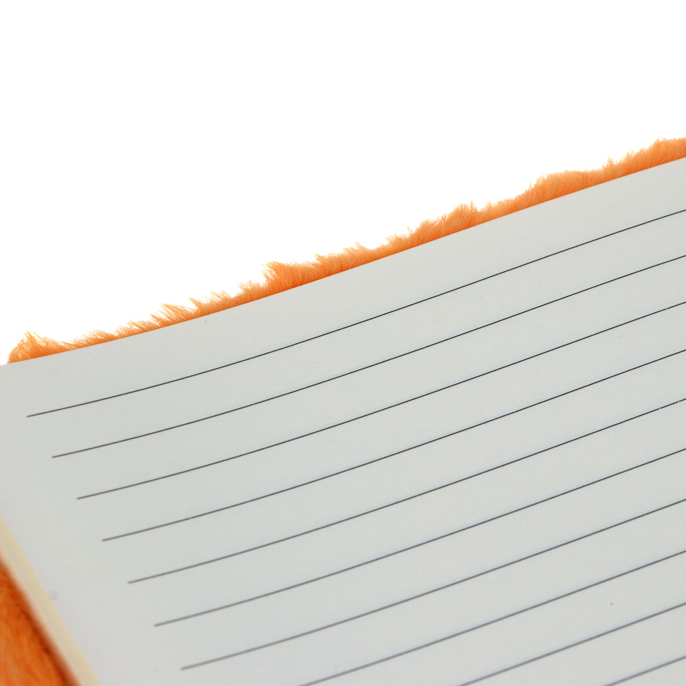 Записная книжка А5, 21x15см, 80 л., искусст. мех, полиэстер, подвижный хвост при нажатии, Рыжий кот