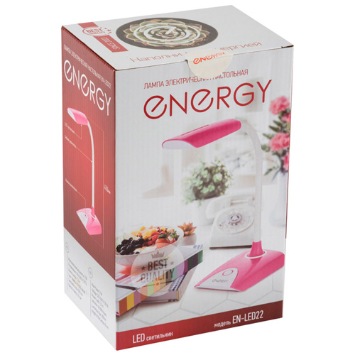 Лампа электрическая настольная ENERGY EN-LE22, бело-розовая
