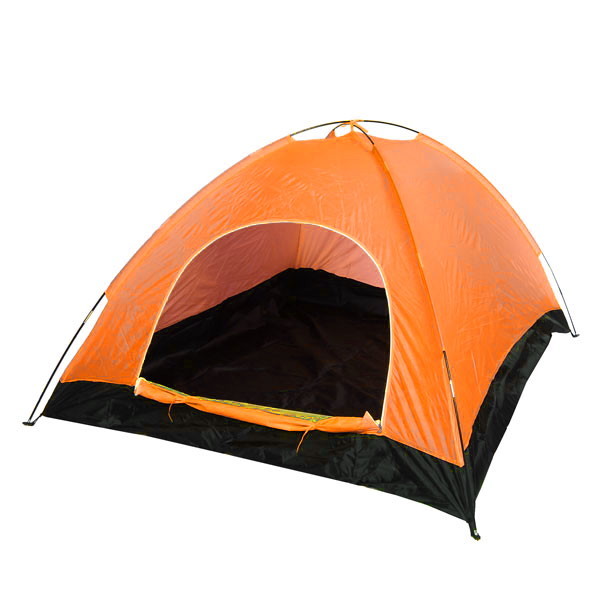 Палатка туристическая Кама-3 двухслойная, (200+80)*210*130 см, цвет оранжево-зеленый