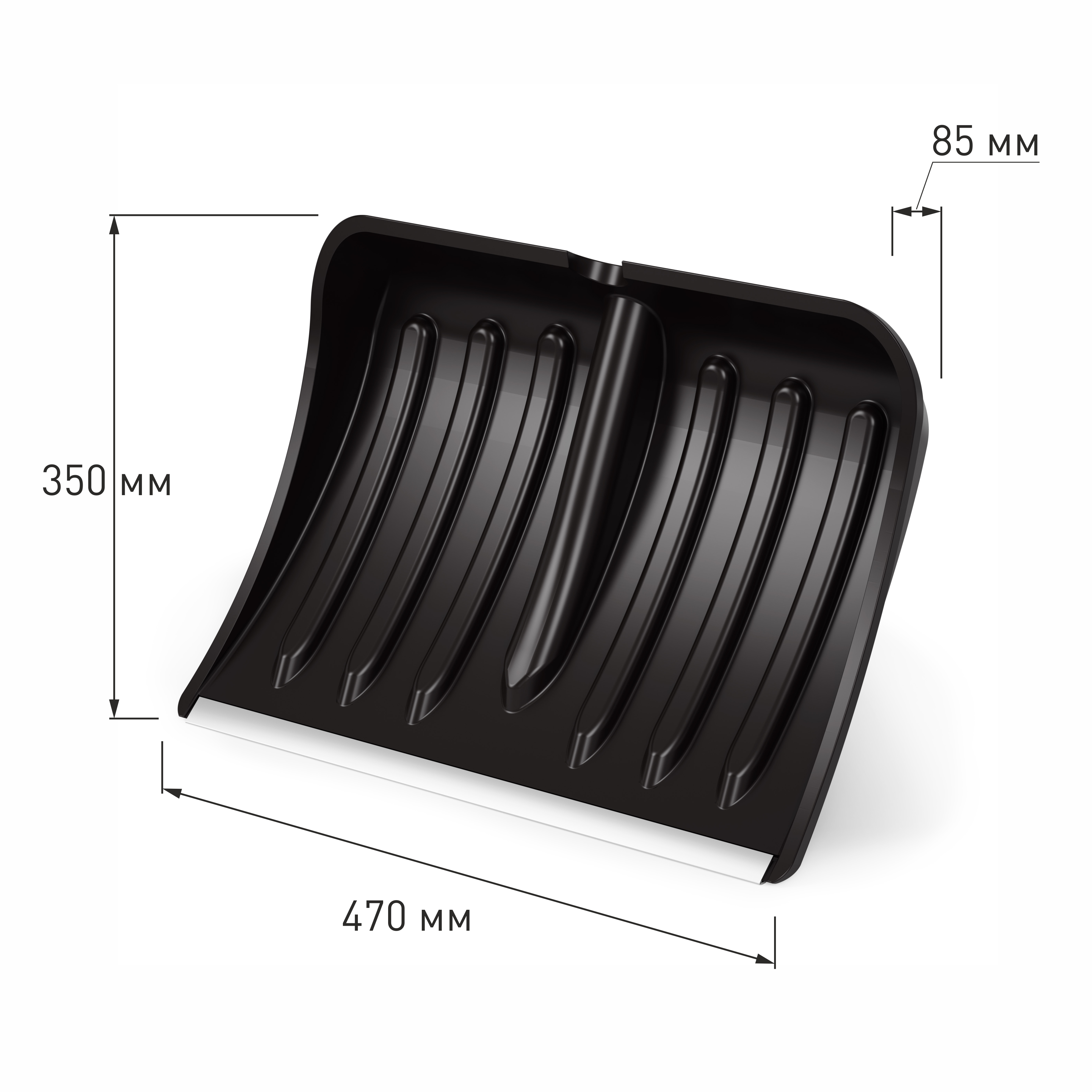 Лопата д/снега "Комфорт" 350х470мм d32 (с наконечником) (без черенка)