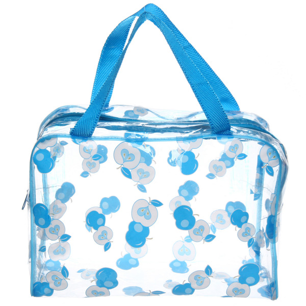 Косметичка прозрачная "Adventure - Peas", яблочки, цвет голубой, 17*9,5*5см