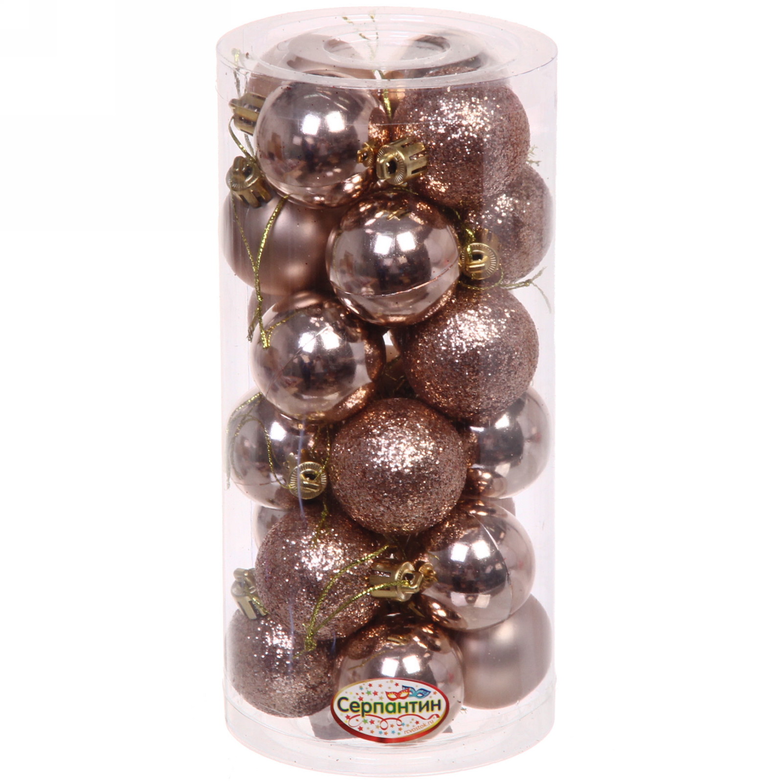 Новогодние шары 4 см (набор 24 шт) "Микс фактур", шампань