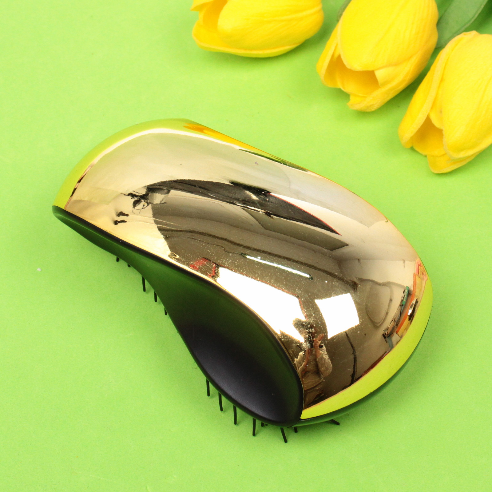 Расческа массажная "Lady Kapriz", прямоугольная, цвет золото, 6*13см