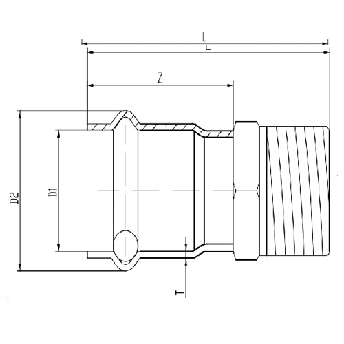 Соединитель прямой с переходом на наружную резьбу15×3/4", VER-PRO", VPSM154