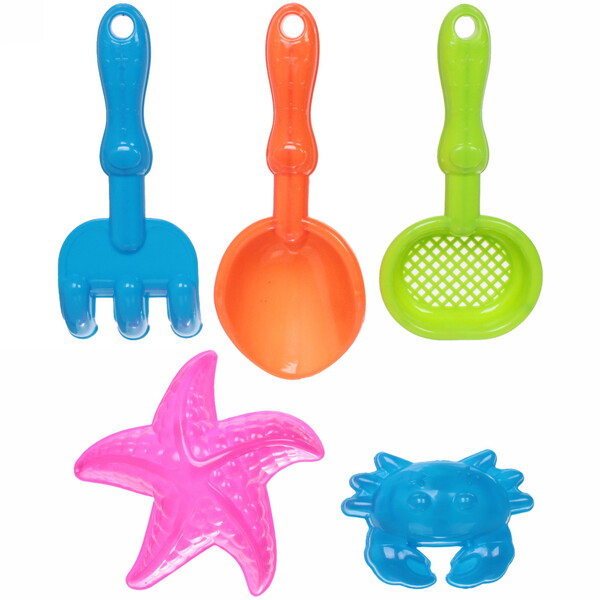 Набор для игры в песочнице "Летние каникулы", 19*11 см, 6 предметов, микс