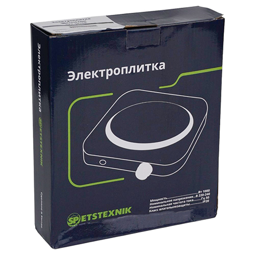 Плитка электрическая одноконфорочная 230 В, 1000 Вт., белый, 1/12
