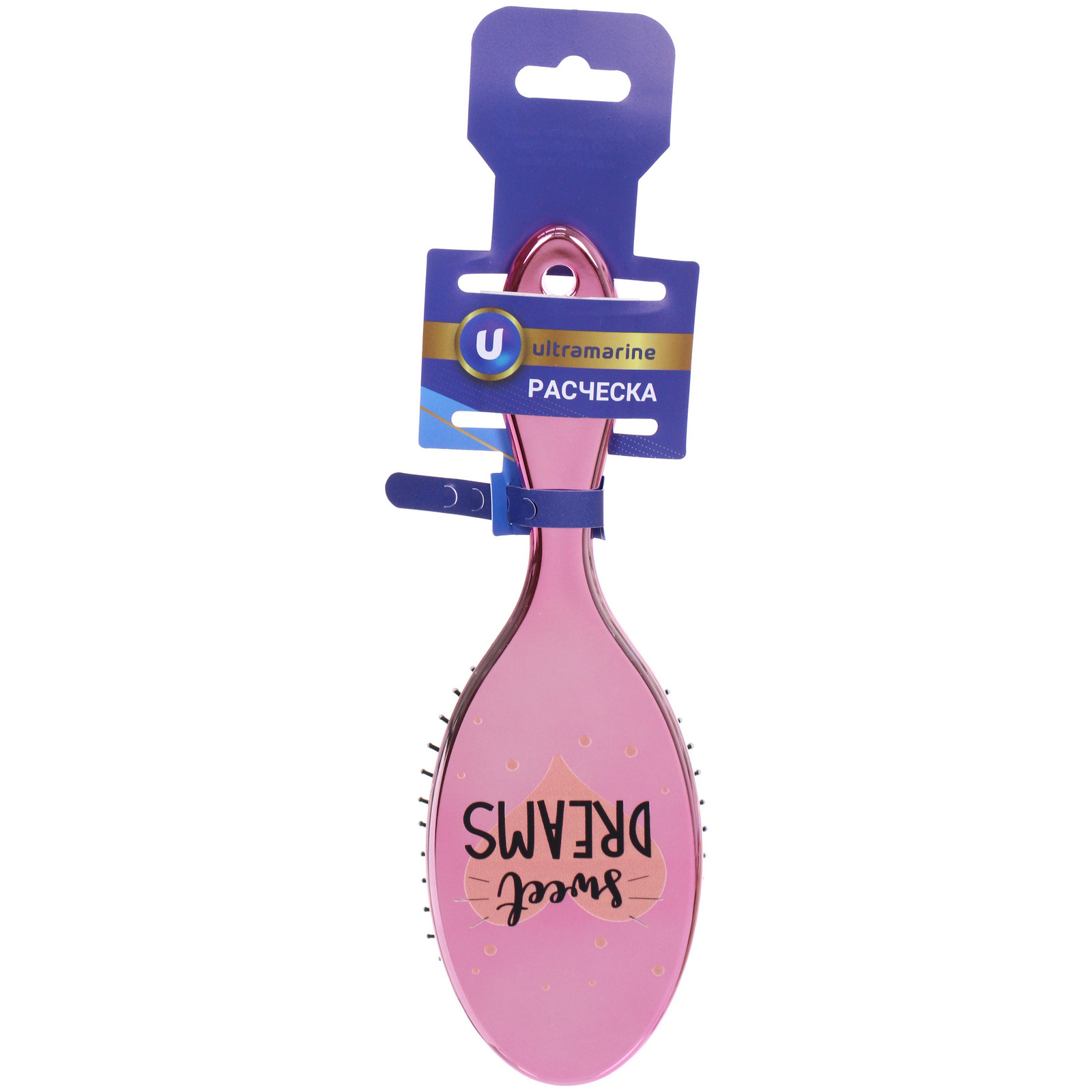 Расческа массажная зеркальная "Animals", милые зверятки, микс 4 цвета, 7*22 см (блистер Ultramarine)