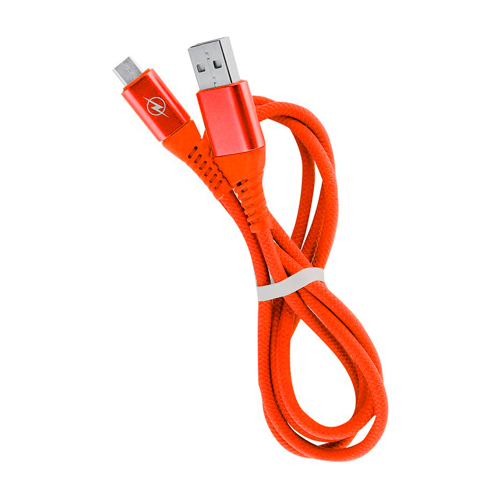 Дата-кабель Smartbuy Micro кабель в резин. оплетке Gear, 1м. мет.након., <2А, красн.(iK-12ERG red)