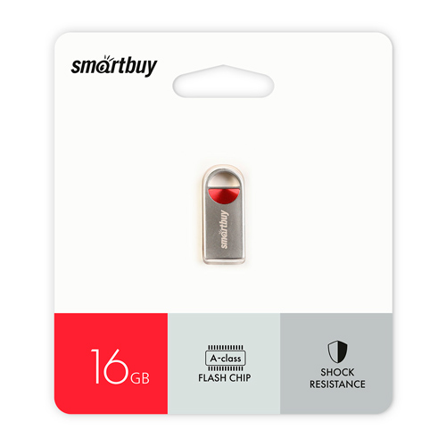 Флеш-накопитель UFD 2.0 Smartbuy 016GB MC8 Metal Red, SB016GBMC8