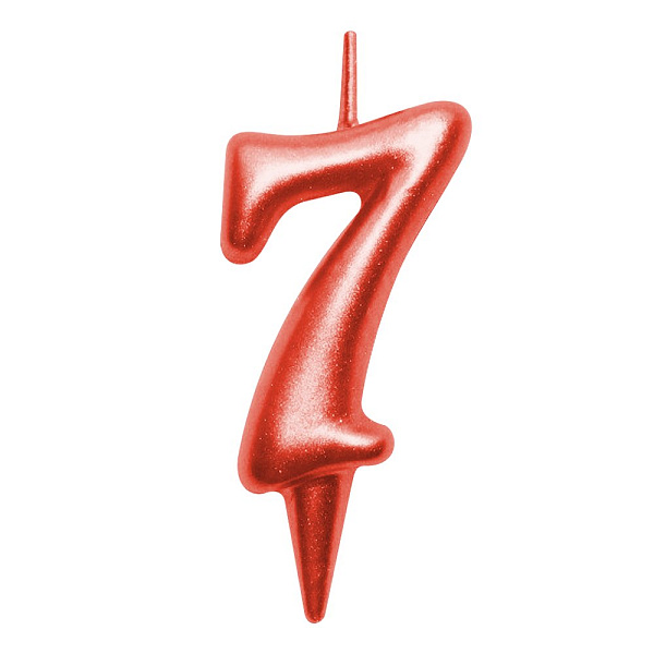 Свеча для торта "Овал" цифра 7 (красный), 8х4х1,2 см. 