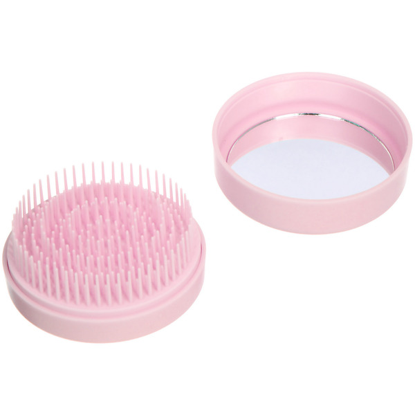 Расческа массажная с зеркалом компактная "МИРА", цвет пудровый, 7*3,3см (PVC коробка)