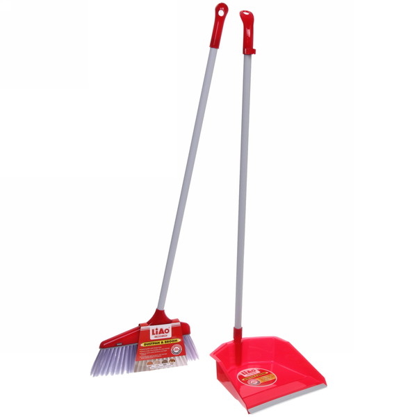 Набор для уборки, щетка для пола с совком красный