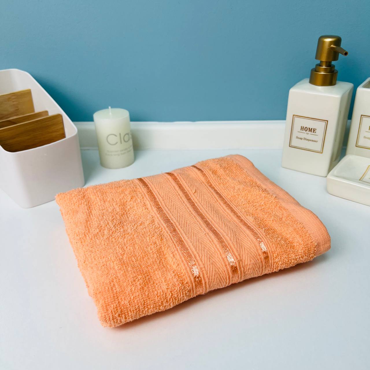 Полотенце махровое 50*80см "Comfort" цвет персиковый 05-018, плотность 300гр/м2 TJ, с петелькой-подвесом