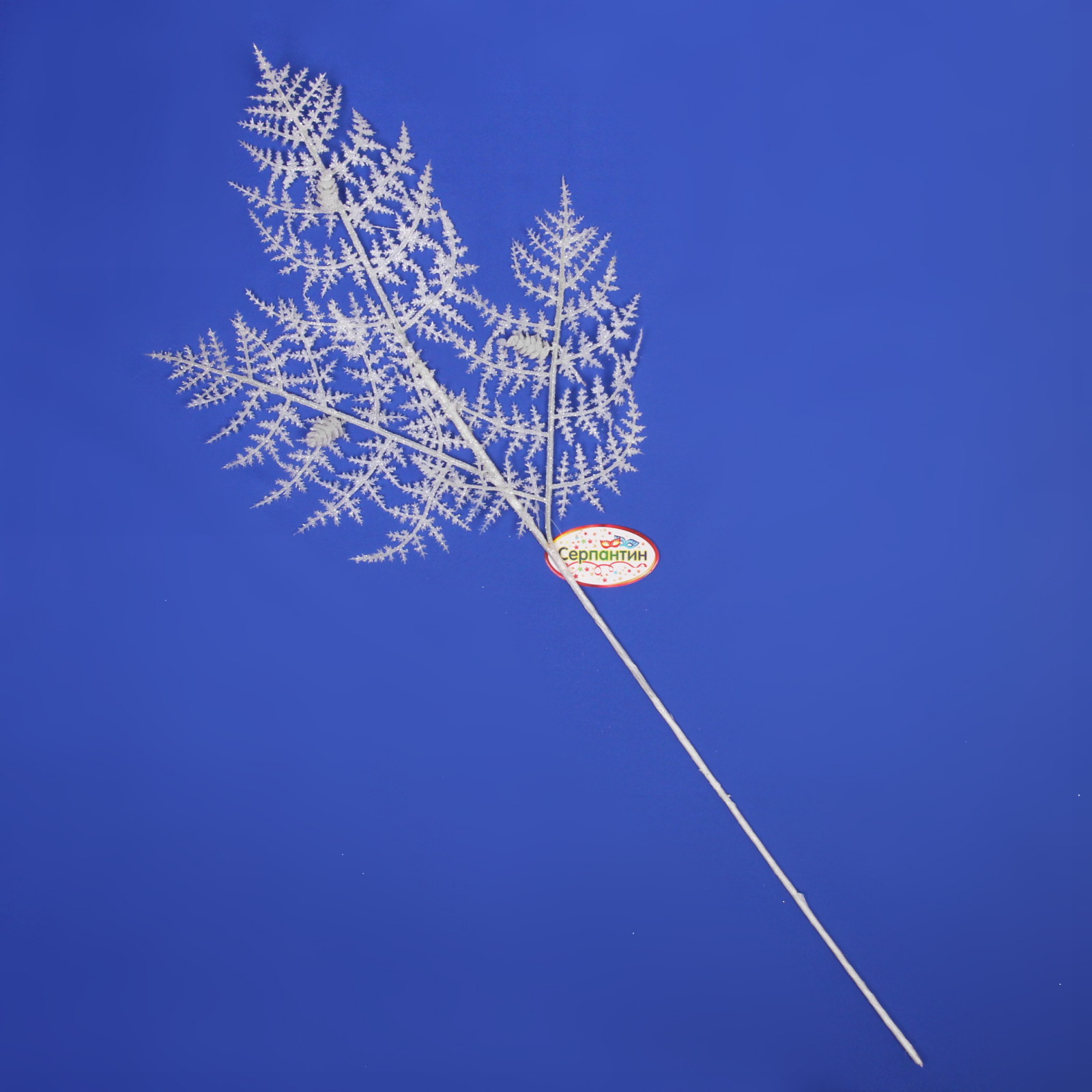 Ветка хвойная "Сосновые шишки" 80 см, Белый