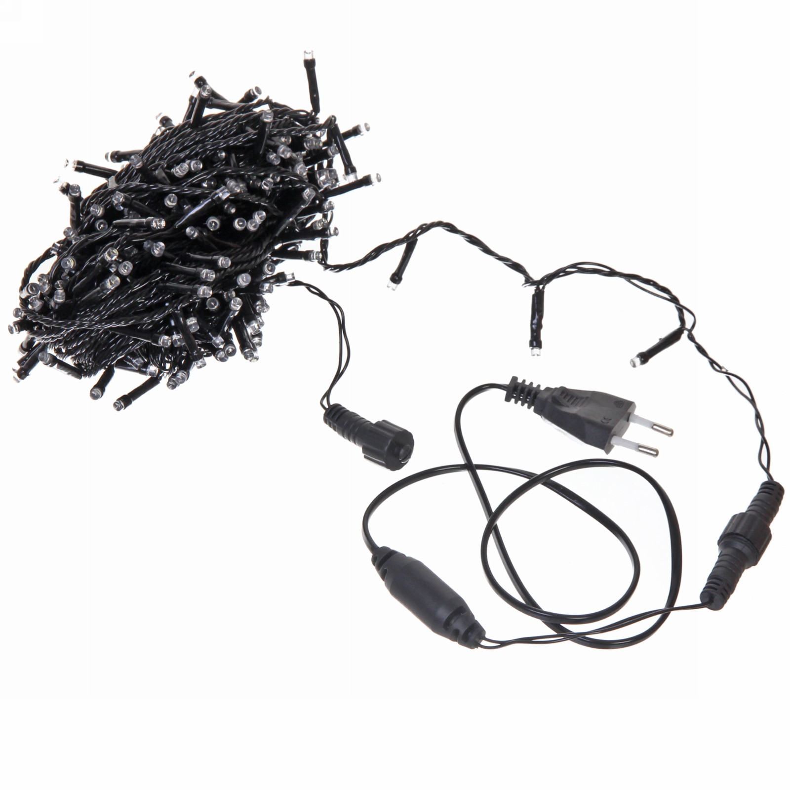 Гирлянда для улицы "Мерцание" 20м 240 ламп LED чёрный провод,1 реж.,IP-54, Теплый белый, белый мерцает (возможность соединения)