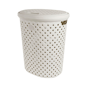 Корзина для белья 42л Plast Team Rattan 415х330х510 мм, молочный туман, 1/5