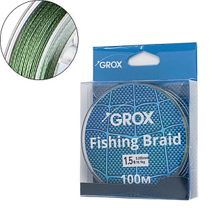 Плетенный шнур для рыбалки леска плетенка GROX 4X 0,20х100м 16,1кг, 1/500