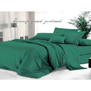 Комплект постельного белья Sateen De Luxe, 1,5 спальный, гладкокрашеный, наволочка 70х70, благородный зелёный