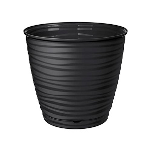 Горшок для цветов SAFFRON D 267 мм, 9,1 л с поддном, черный, SVIP, 1/9