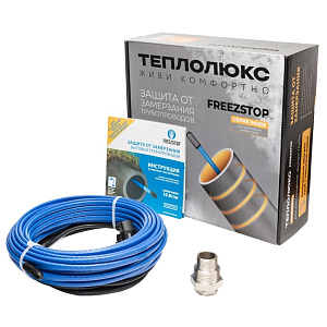 Греющий кабель саморег. для обогрева труб Freezstop Inside, 10Вт/м, 5м, монтаж вн.трубы, сальник.узел