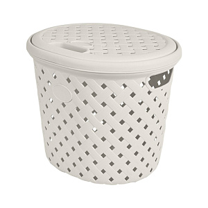 Корзина для белья 14л Plast Team Rattan 325х280х280мм, молочный туман, 1/10