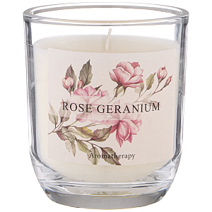 Свеча ароматизированная в стакане, ROSE GERANIUM, 7, 5*8, 5 см